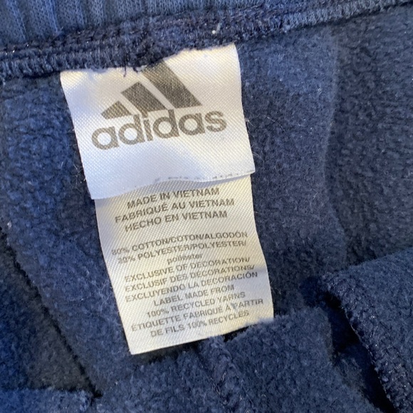 Adidas Boys Large 14/16 Blue Joggers Sweatpants with White Stripes - Picture 4 of 6